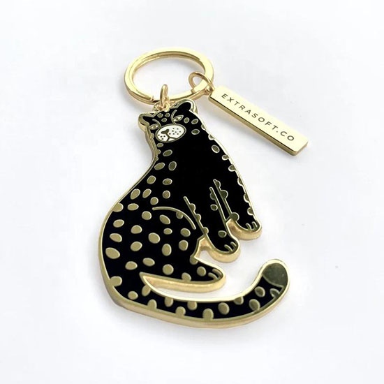 Custom Metal Animal Simple Hard Enamel Gold Keychain