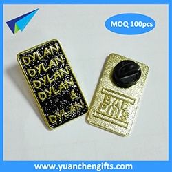 Gold glitter lapel pins with rubber bumper