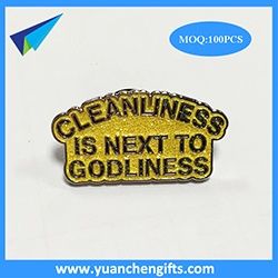 Gold soft enamel pins with glitter