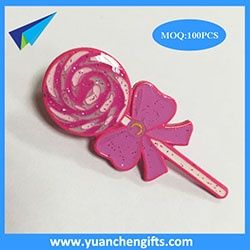 Pink glitter lapel pins with painting