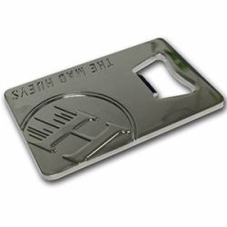 Embossed custom logo credit card bottle opener