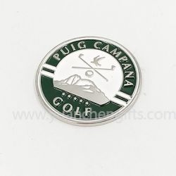 Silver golf ball marker with customized logo