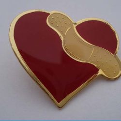 Gold heart shape metal badge lapel pin