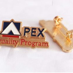 Gold metal badge pin with customized logo