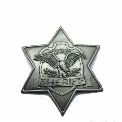 Stamp antique metal badge with customized logo