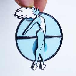 transparent glass lapel pin
